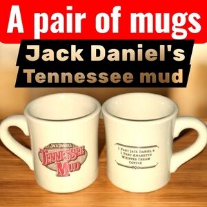 Rare A Pair Jack Daniels Tennessee Mud coffee mugs cups amaretto whipped TWO Mug